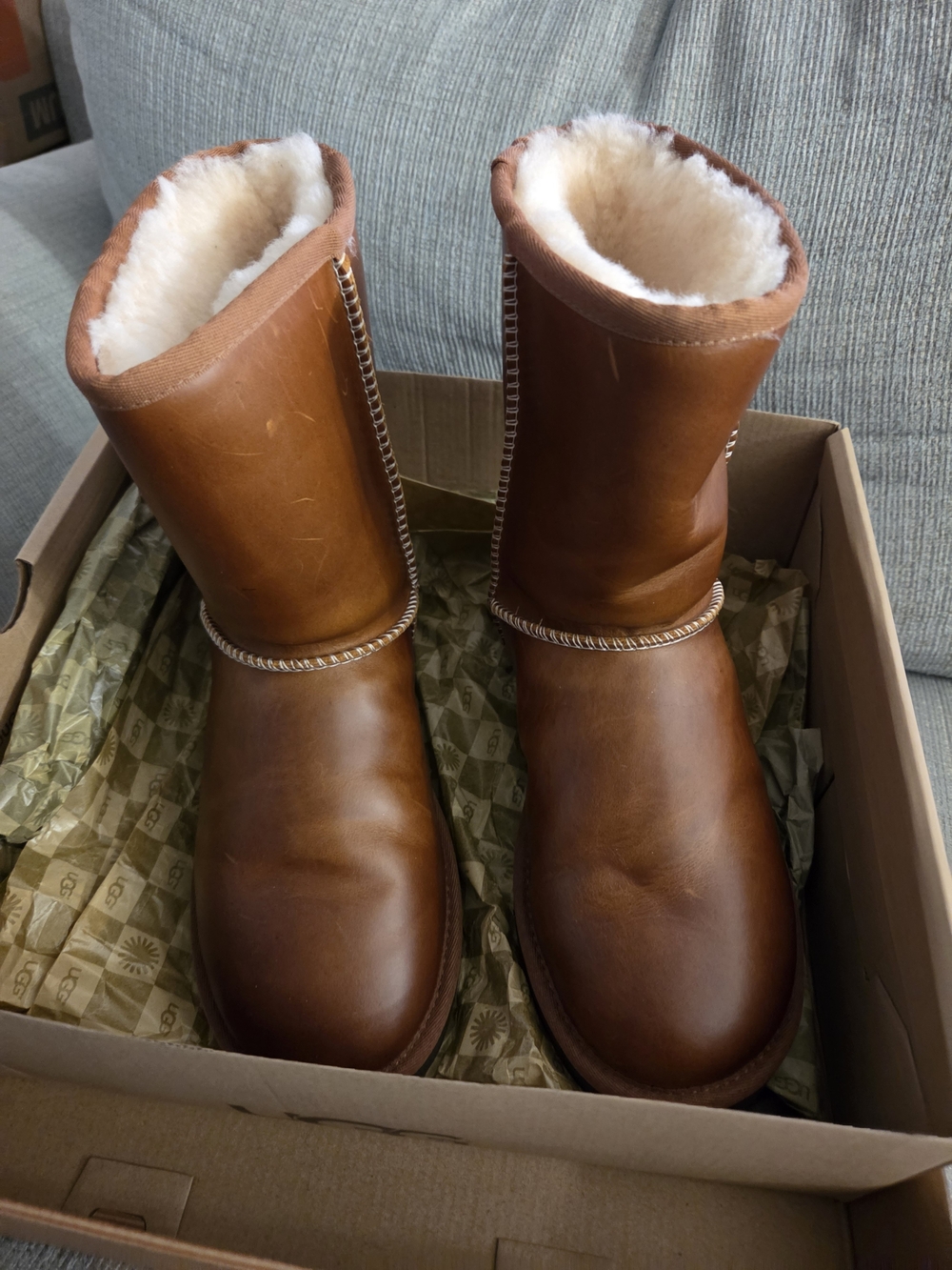 UGG Chestnut Leather Sheepskin Short Boots